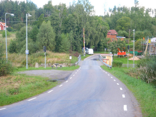 Bypassing a paved road and bridge area.